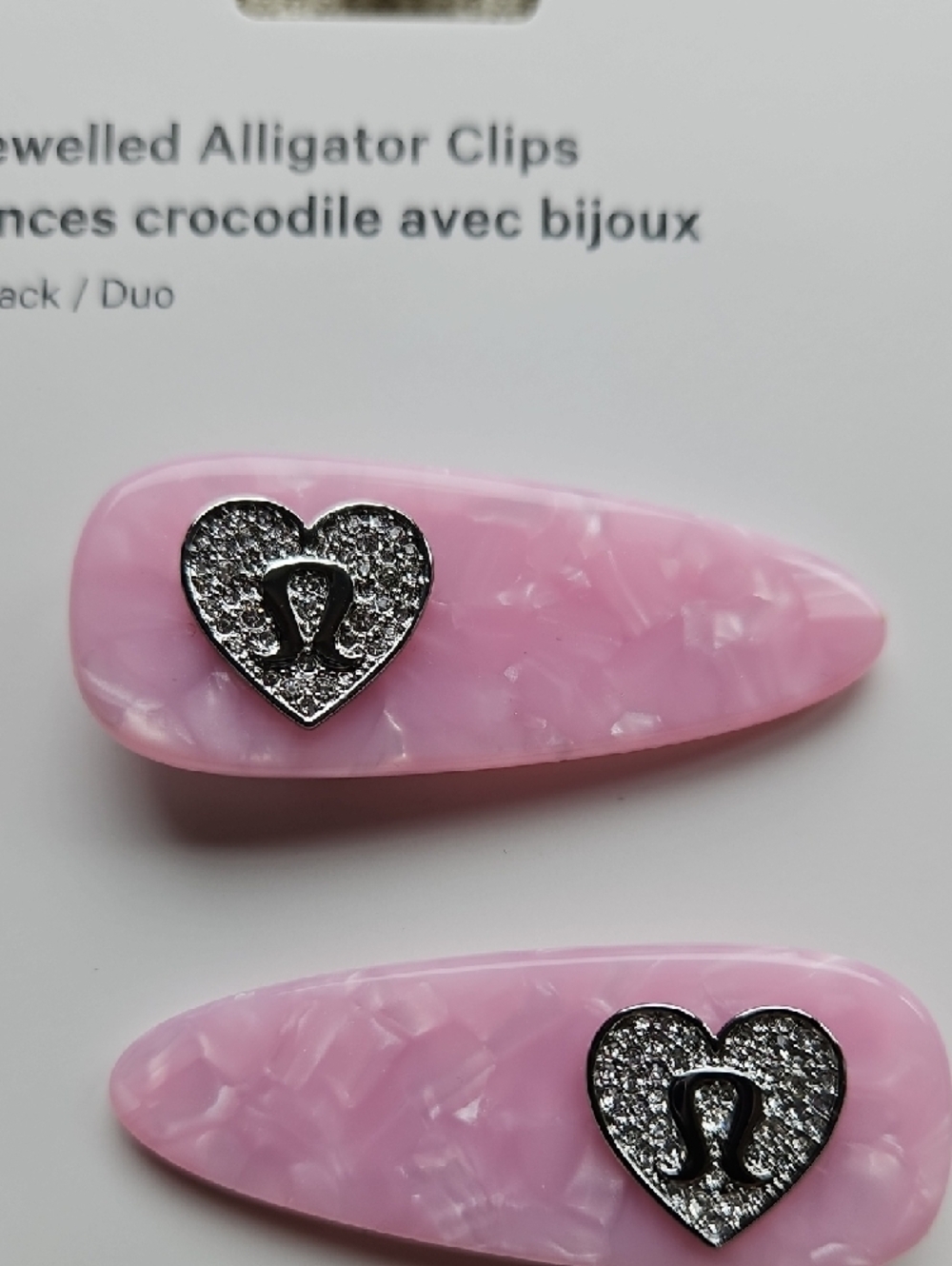 lululemon athletica Pink Jeweled Heart Alligator Clips - 2 Pack - Picture 2 of 10